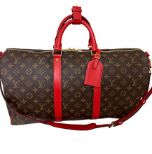 Load image into Gallery viewer, Louis Vuitton Coquelicot/Monogram Canvas Keepall Bandouliere 50