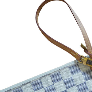 Louis Vuitton Neverfull Pouch In Damier Azur With Beige Interior