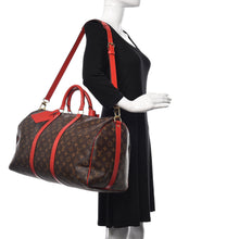 Load image into Gallery viewer, Louis Vuitton Coquelicot/Monogram Canvas Keepall Bandouliere 50