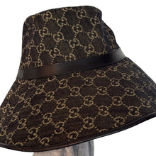 Load image into Gallery viewer, Gucci Monogram Wide Brim Hat in Black Denim