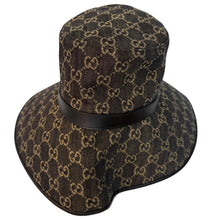 Load image into Gallery viewer, Gucci Monogram Wide Brim Hat in Black Denim