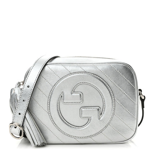 Gucci Metallic Silver Sakai Be Green Calfskin Stitched Blondie