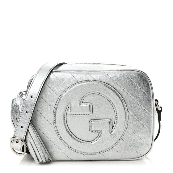 Gucci Metallic Silver Sakai Be Green Calfskin Stitched Blondie
