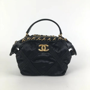 Chanel Top Handle Clutch Black Nylon