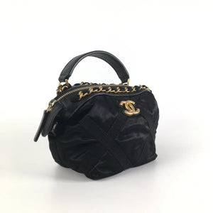 Chanel Top Handle Clutch Black Nylon