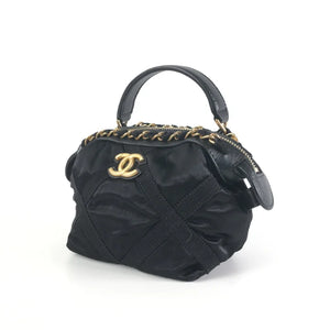 Chanel Top Handle Clutch Black Nylon