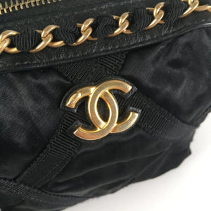 Chanel Top Handle Clutch Black Nylon