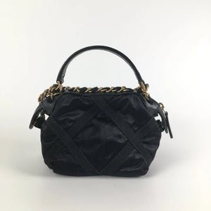 Chanel Top Handle Clutch Black Nylon