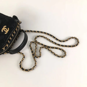 Chanel Top Handle Clutch Black Nylon