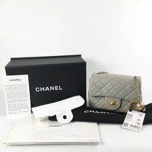 Load image into Gallery viewer, Chanel Pearl Crush Mini Square Grey 22C Lambskin