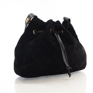 Chanel Vintage Bucket Bag Black Suede