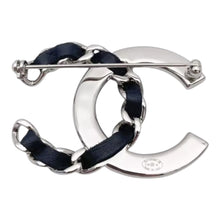 Load image into Gallery viewer, Chanel CC Crystal Leather Silver Tone Brooch