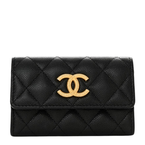 Chanel 25P Black Caviar Flap Card Holder