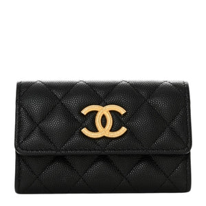 Chanel 25P Black Caviar Flap Card Holder