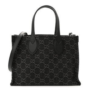 Gucci Denim Ophidia GG Monogram Tote Medium Black Grey