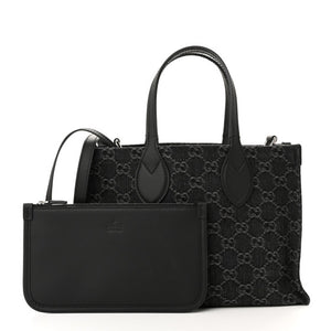 Gucci Denim Ophidia GG Monogram Tote Medium Black Grey