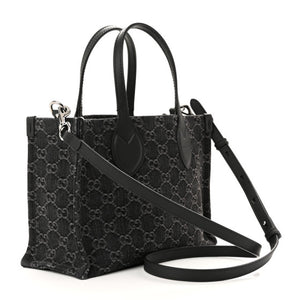 Gucci Denim Ophidia GG Monogram Tote Medium Black Grey