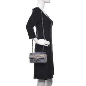 Chanel Striated Denim Quilted Classics in Fabrics Mini Rectangular Flap Blue
