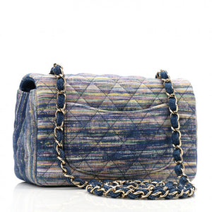 Chanel Striated Denim Quilted Classics in Fabrics Mini Rectangular Flap Blue