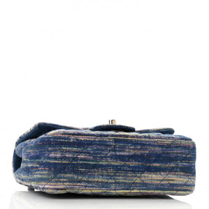 Chanel Striated Denim Quilted Classics in Fabrics Mini Rectangular Flap Blue
