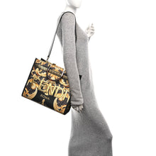 Load image into Gallery viewer, Fendi X VERSACE Calfskin Plexiglass Fendace FF Baroque Print Medium Fendi Sunshine Shopper Tote Black Gold