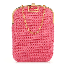Load image into Gallery viewer, Fendi Fabric Crochet Baguette Phone Bag Rosa