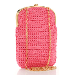 Fendi Fabric Crochet Baguette Phone Bag Rosa