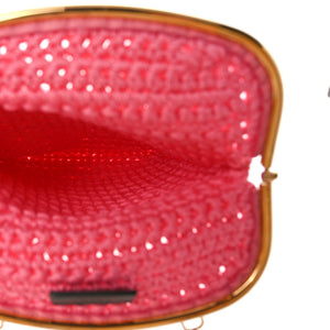 Fendi Fabric Crochet Baguette Phone Bag Rosa
