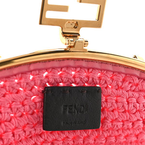 Fendi Fabric Crochet Baguette Phone Bag Rosa