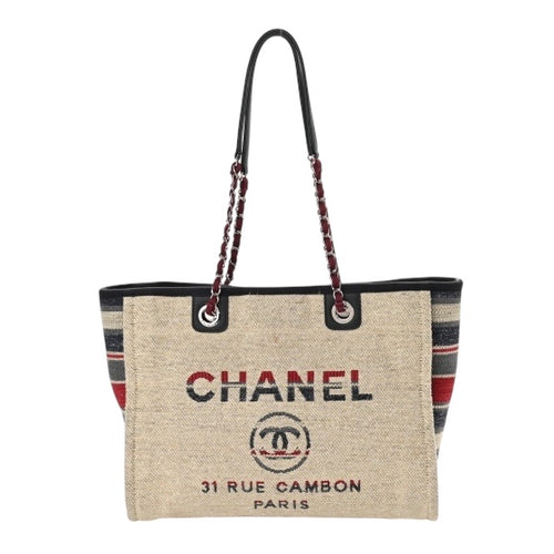 Chanel Striped Canvas Small Deauville Tote