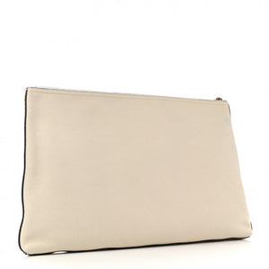 Gucci Pebbled Calfskin Large Logo Portfolio Clutch Ivory