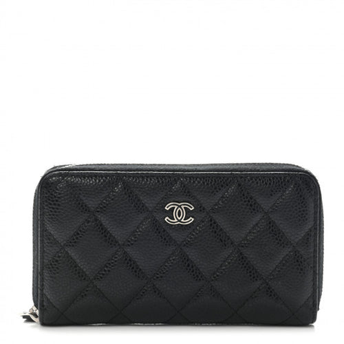 Chanel Caviar Quilted Medium Zip Around Wallet Black
