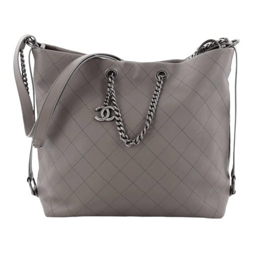 Chanel Messenger Strap Tote Quilted Calfskin Hobo Bag