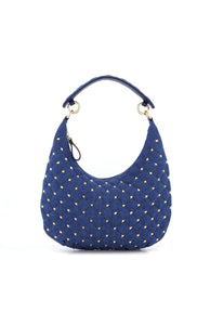 Valentino Denim Small Rockstud Hobo