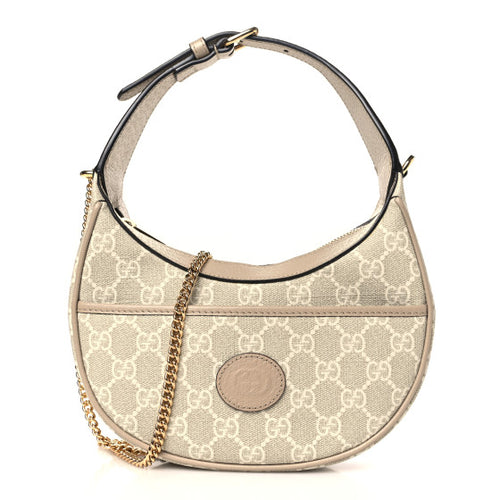 Gucci Supreme Mini Retro Interlocking G Half Moon Bag Beige Mystic White Oatmeal