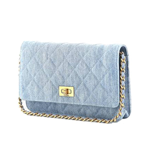 Chanel Light Blue Denim Wallet on Chain