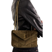 Load image into Gallery viewer, Saint Laurent Brown Toy Puffer Matelassé Leather-Trimmed Suede Shoulder Bag