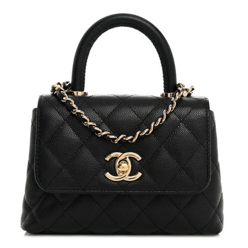 Chanel Caviar Mini Coco Handle With Chain Black