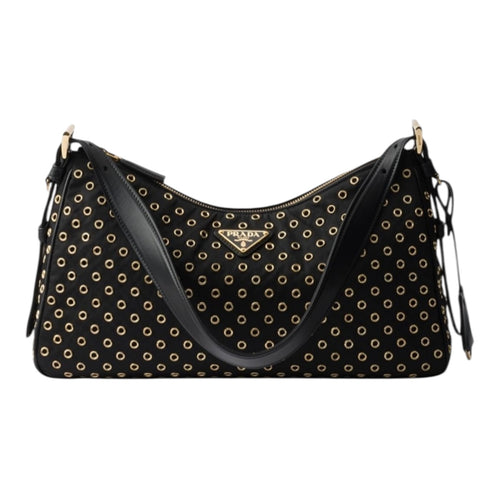 Prada Aimee Large Re-Nylon Shoulder Bag with Grommet Detail