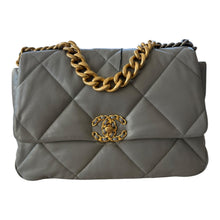 Load image into Gallery viewer, Chanel Grey Quilted Goatskin Medium 19 Bag Ruthenium and Gold Hardware