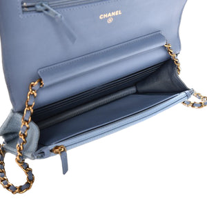 Chanel Light Blue Denim Wallet on Chain