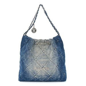 Chanel Denim Quilted Chanel 22 Blue