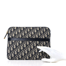 Load image into Gallery viewer, Christian Dior Blue Oblique Jacquard Travel Kit Pouch