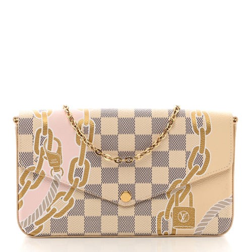 Louis Vuitton Damier Azur Nautical Pochette Felicie Chain Wallet