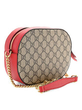 Load image into Gallery viewer, Gucci GG Supreme Monogram Kingsnake Heart Embroidered Mini Chain Shoulder Bag Beige Hibiscus Red