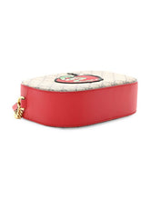Load image into Gallery viewer, Gucci GG Supreme Monogram Kingsnake Heart Embroidered Mini Chain Shoulder Bag Beige Hibiscus Red