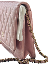 Load image into Gallery viewer, Chanel 22B Classic Wallet on Chain in Pink Quilted Caviar &amp; GHW