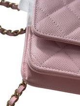 Load image into Gallery viewer, Chanel 22B Classic Wallet on Chain in Pink Quilted Caviar &amp; GHW