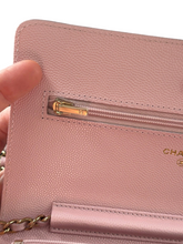 Load image into Gallery viewer, Chanel 22B Classic Wallet on Chain in Pink Quilted Caviar &amp; GHW