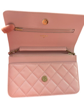 Load image into Gallery viewer, Chanel 22B Classic Wallet on Chain in Pink Quilted Caviar &amp; GHW